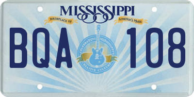 MS license plate BQA108