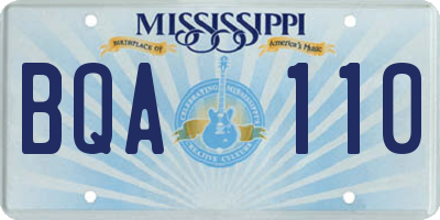 MS license plate BQA110