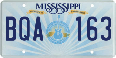 MS license plate BQA163