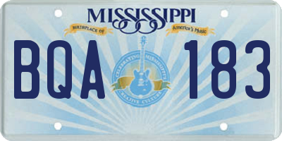 MS license plate BQA183