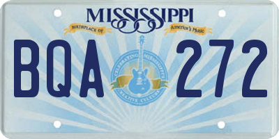 MS license plate BQA272