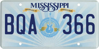 MS license plate BQA366