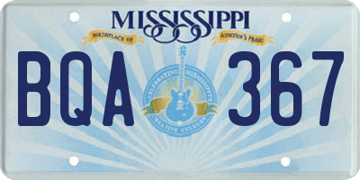 MS license plate BQA367