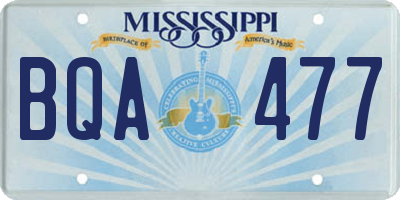 MS license plate BQA477