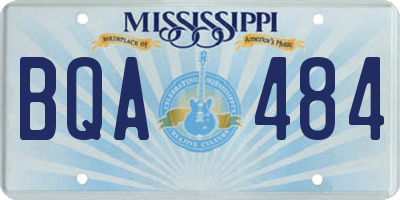 MS license plate BQA484