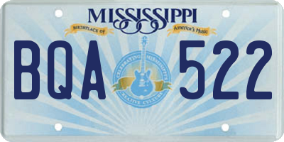 MS license plate BQA522