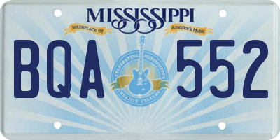 MS license plate BQA552