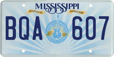 MS license plate BQA607