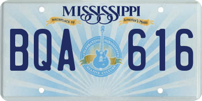 MS license plate BQA616