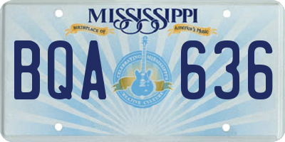 MS license plate BQA636