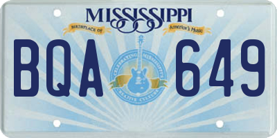 MS license plate BQA649