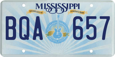 MS license plate BQA657
