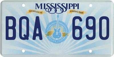 MS license plate BQA690