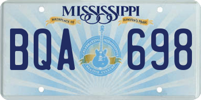 MS license plate BQA698