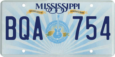 MS license plate BQA754