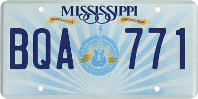 MS license plate BQA771