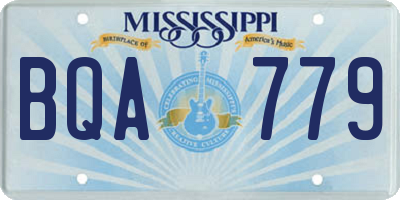 MS license plate BQA779