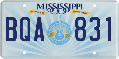 MS license plate BQA831