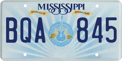MS license plate BQA845