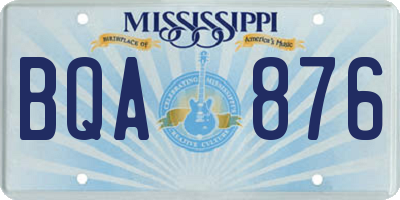 MS license plate BQA876