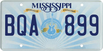 MS license plate BQA899