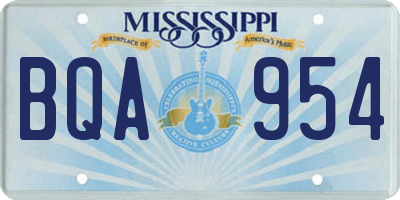 MS license plate BQA954