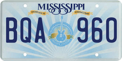 MS license plate BQA960
