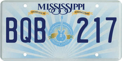 MS license plate BQB217