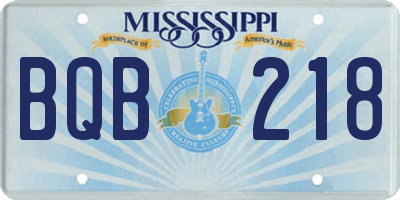 MS license plate BQB218