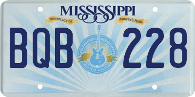 MS license plate BQB228