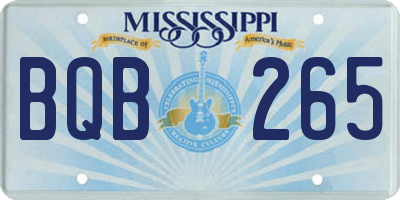 MS license plate BQB265