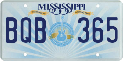 MS license plate BQB365