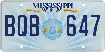 MS license plate BQB647
