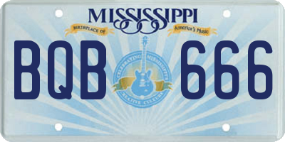 MS license plate BQB666