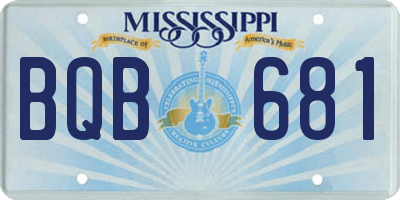 MS license plate BQB681