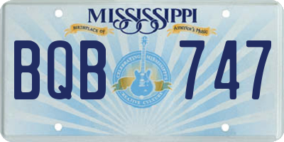 MS license plate BQB747