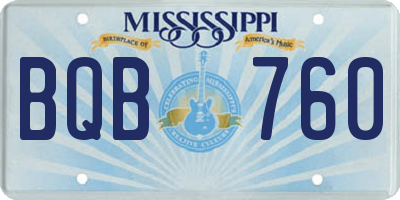 MS license plate BQB760
