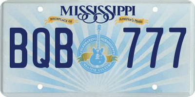 MS license plate BQB777