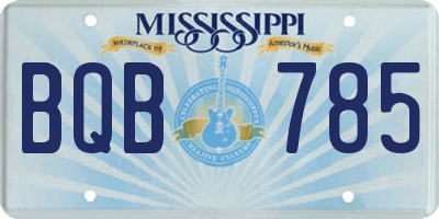 MS license plate BQB785