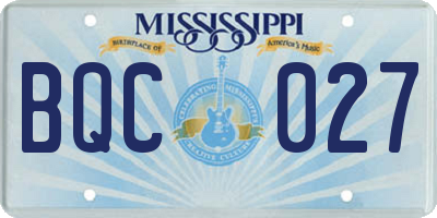 MS license plate BQC027