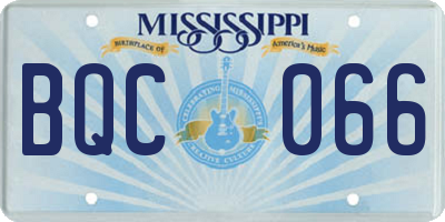 MS license plate BQC066