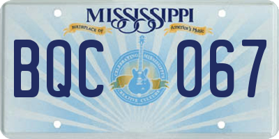 MS license plate BQC067