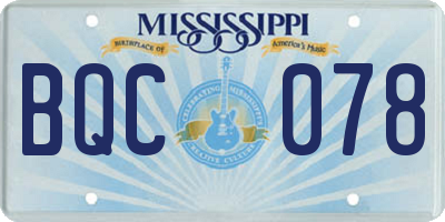MS license plate BQC078