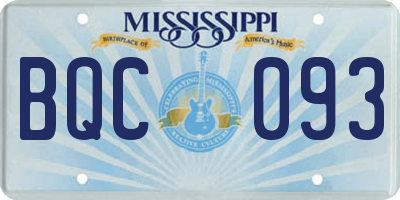 MS license plate BQC093