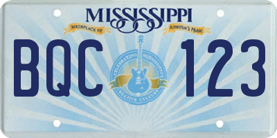 MS license plate BQC123