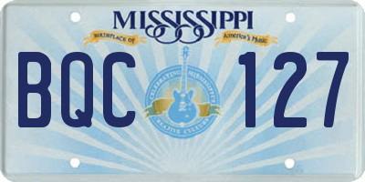 MS license plate BQC127