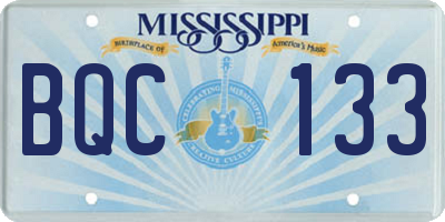 MS license plate BQC133