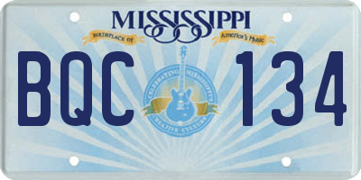 MS license plate BQC134