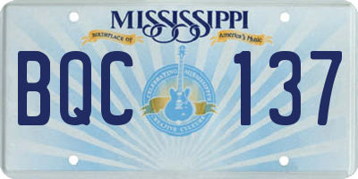 MS license plate BQC137