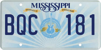 MS license plate BQC181